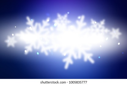 Dark BLUE vector template with ice snowflakes. Glitter abstract illustration with crystals of ice. New year design for your ad, poster, banner.