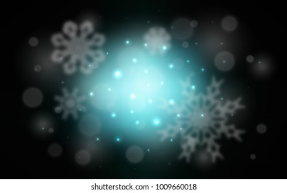 Dark BLUE vector template with ice snowflakes. Decorative shining illustration with snow on abstract template. The template can be used as a new year background.
