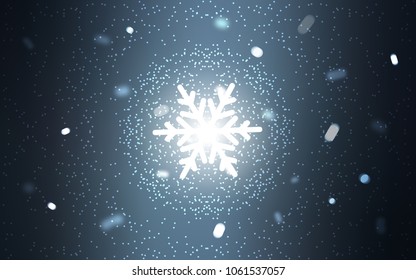 Dark BLUE vector template with ice snowflakes. Modern geometrical abstract illustration with crystals of ice. The pattern can be used for new year ad, booklets.
