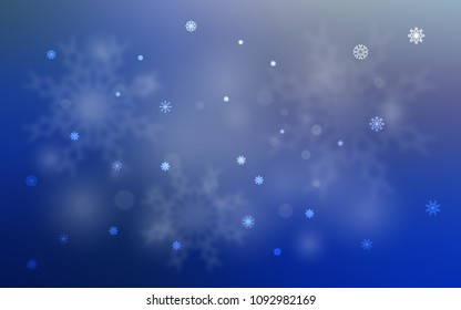 Dark BLUE vector template with ice snowflakes. Modern geometrical abstract illustration with crystals of ice. The pattern can be used for new year leaflets.