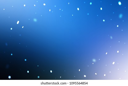Dark BLUE vector template with ice snowflakes. Blurred decorative design in xmas style with snow. The pattern can be used for new year ad, booklets.