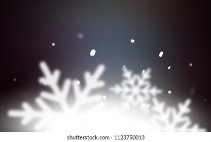 Dark BLUE vector template with ice snowflakes. Decorative shining illustration with snow on abstract template. The template can be used as a new year background.