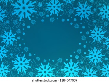 Dark BLUE vector template with ice snowflakes. Decorative shining illustration with snow on abstract template. The template can be used as a new year background.
