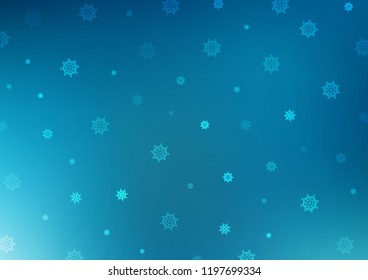 Dark BLUE vector template with ice snowflakes. Snow on blurred abstract background with gradient. New year design for your business advert.
