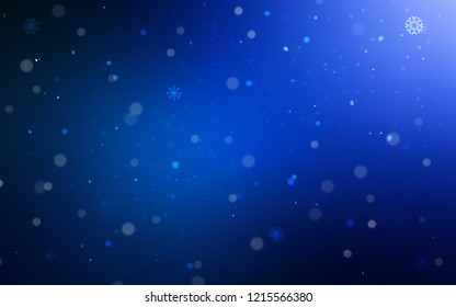Dark BLUE vector template with ice snowflakes. Modern geometrical abstract illustration with crystals of ice. The pattern can be used for new year ad, booklets.