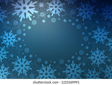 Dark BLUE vector template with ice snowflakes. Glitter abstract illustration with crystals of ice. New year design for your business advert.