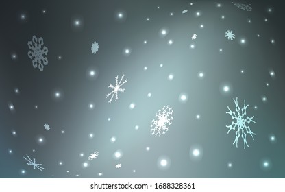 Dark BLUE vector template with ice snowflakes. Decorative shining illustration with snow on abstract template. New year design for your ad, poster, banner.