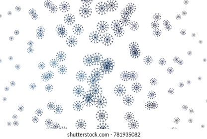 Dark BLUE vector template with ice snowflakes. Decorative shining illustration with snow on abstract template. The pattern can be used for year new  websites.