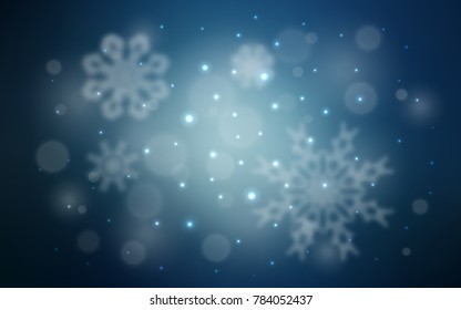 Dark BLUE vector template with ice snowflakes. Modern geometrical abstract illustration with crystals of ice. The pattern can be used for year new  websites.