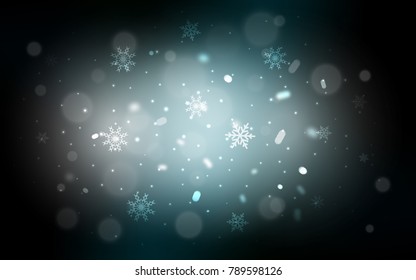 Dark BLUE vector template with ice snowflakes. Shining colored illustration with snow in christmas style. New year design for your ad, poster, banner.