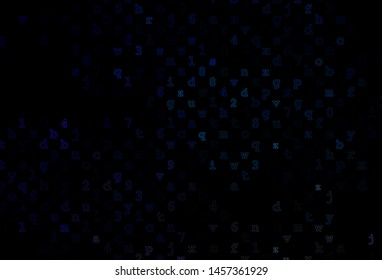 Dark BLUE vector template with isolated letters. Abstract illustration with colored latin alphabet. The pattern can be used as ads, poster, banner for books.