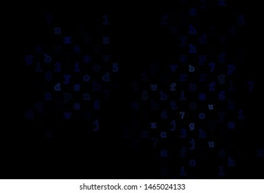 Dark BLUE vector template with isolated letters. Blurred design in simple style with signs of alphabet. The pattern can be used for ad, booklets, leaflets of education.
