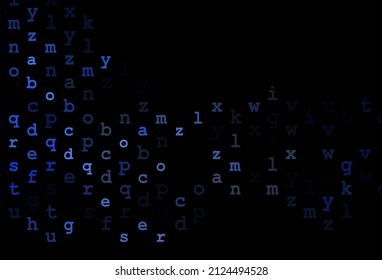 Dark blue vector template with isolated letters. Blurred design in simple style with signs of alphabet. Best design for your ad, poster, banner of college.