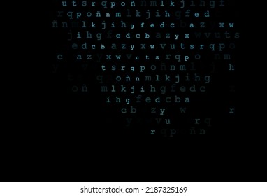 Dark blue vector template with isolated letters. Blurred design in simple style with signs of alphabet. The pattern can be used for ad, booklets, leaflets of education.