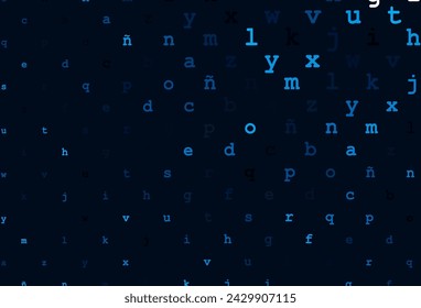 Plantilla de vector azul oscuro con letras aisladas. Ilustración colorida brillante con letras aisladas. El patrón puede ser utilizado para anuncios, folletos, folletos de educación.