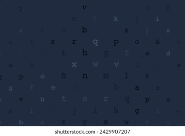 Plantilla de vector azul oscuro con letras aisladas. Ilustración abstracta con alfabeto latino de colores. El patrón se puede utilizar para la escuela, sitios web de gramática.