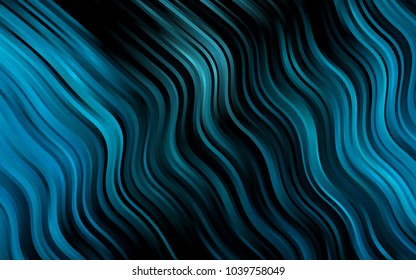 Dark BLUE vector template with lava shapes. Modern gradient abstract illustration with bandy lines. The elegant pattern for brand book.