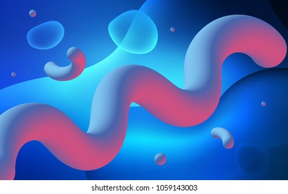Dark BLUE vector template with lava shapes. Glitter abstract illustration with wry lines. Memphis design for your web site.