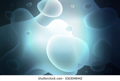 Dark BLUE vector template with lava shapes. A sample with blurred bubble shapes. Memphis design for your web site.