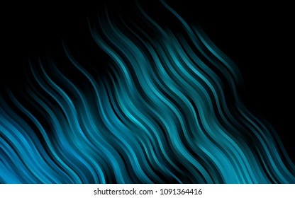 Dark BLUE vector template with lava shapes. Modern gradient abstract illustration with bandy lines. Marble design for your web site.