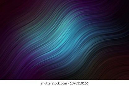 Dark BLUE vector template with lava shapes. Modern gradient abstract illustration with bandy lines. Marble design for your web site.