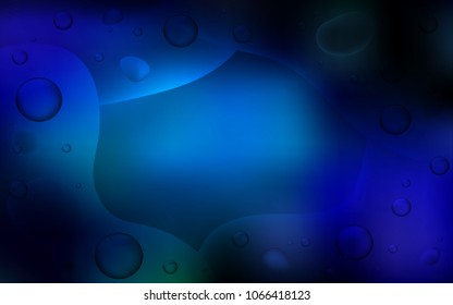 Dark BLUE vector template with lines, ovals. A sample with blurred bubble shapes. Pattern for your business design.