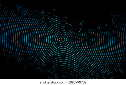 Dark BLUE vector template with lines, ovals. Blurred geometric sample with gradient bubbles.  Textured wave pattern for backgrounds.