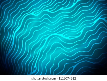 Dark BLUE vector template with lines, ovals. Shining illustration, which consist of blurred lines, circles. The best blurred design for your business.