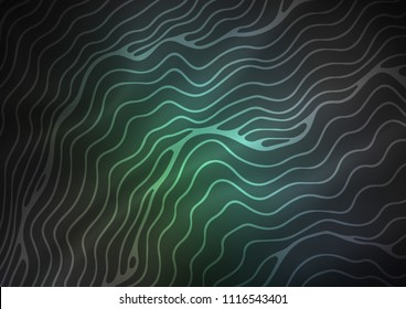 Dark BLUE vector template with lines, ovals. Shining illustration, which consist of blurred lines, circles. Textured wave pattern for backgrounds.