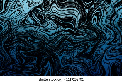 Dark BLUE vector template with lines, ovals. Creative geometric illustration in marble style with gradient. The template for cell phone backgrounds.