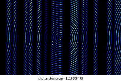 Dark BLUE vector template with lines, ovals. Creative illustration in halftone marble style with gradient. Textured wave pattern for backgrounds.