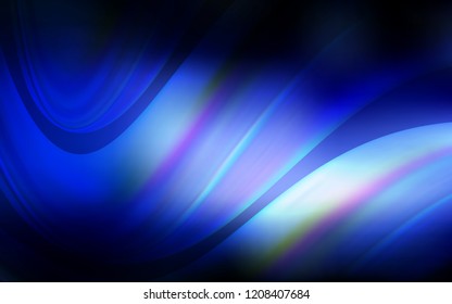 Dark BLUE vector template with lines, ovals. Colorful abstract illustration with gradient lines. The elegant pattern for brand book.