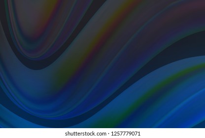 Dark BLUE vector template with lines, ovals. Colorful abstract illustration with gradient lines. Textured wave pattern for backgrounds.