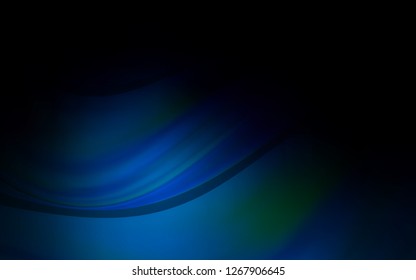 Dark BLUE vector template with lines, ovals. Creative illustration in halftone marble style with gradient. A completely new template for your business design.