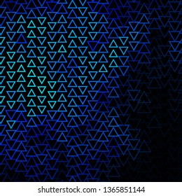 Dark BLUE vector template with lines, triangles. Illustration with colorful gradient triangles. Template for wallpapers.