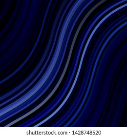 Dark BLUE vector template with lines. Colorful illustration in circular style with lines. Pattern for booklets, leaflets.