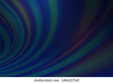 Dark BLUE vector template with lines, ovals. Geometric illustration in marble style with gradient.  Pattern for your business design.