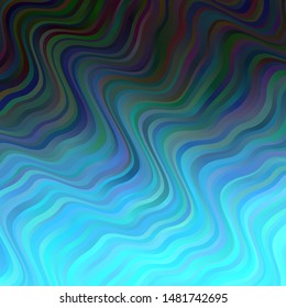 Dark BLUE vector template with lines. Bright sample with colorful bent lines, shapes. Best design for your posters, banners.
