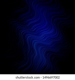 Dark BLUE vector template with lines. Colorful geometric sample with gradient curves.  Pattern for busines booklets, leaflets