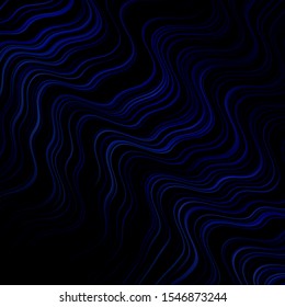 Dark BLUE vector template with lines. Colorful geometric sample with gradient curves.  Pattern for busines booklets, leaflets