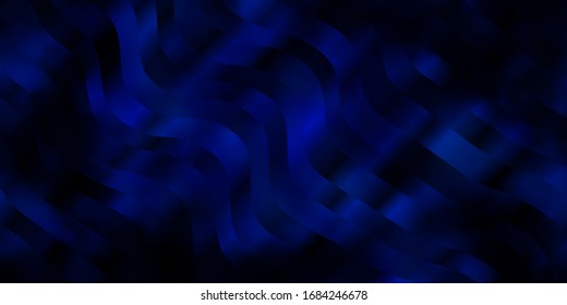 Dark BLUE vector template with lines. Bright sample with colorful bent lines, shapes. Pattern for commercials, ads.