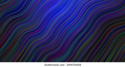 Dark BLUE vector template with lines. Abstract illustration with bandy gradient lines. Best design for your ad, poster, banner.