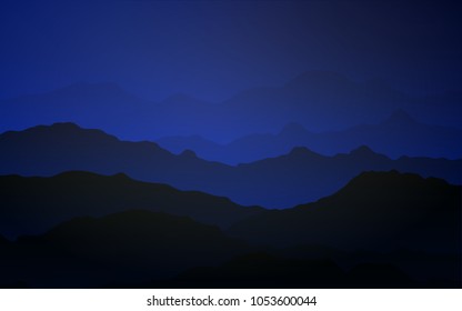 Dark BLUE vector template with liquid shapes. Shining illustration, which consist of blurred lines, circles. Mountain style for your business design.
