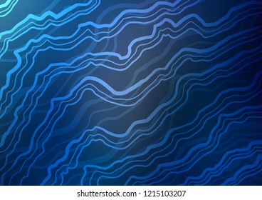 Dark BLUE vector template with liquid shapes. Modern gradient abstract illustration with bandy lines. The template for cell phone backgrounds.