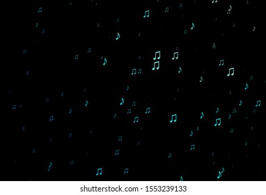 Dark BLUE vector template with musical symbols. Modern abstract illustration with melody keys. Pattern for school ad, booklets.