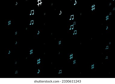 Dark BLUE vector template with musical symbols. Isolated colorful music keys on abstract background. Modern design for wallpapers.