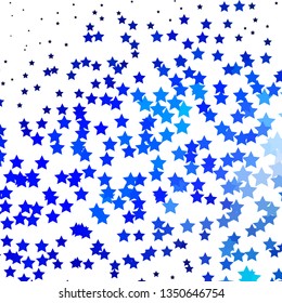 Dark BLUE vector template with neon stars. Shining colorful illustration with small and big stars. Best design for your ad, poster, banner.