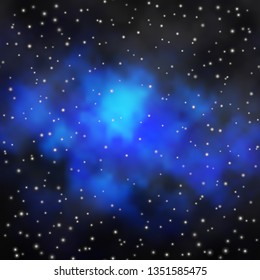 Dark BLUE vector template with neon stars. Modern geometric abstract illustration with stars. Pattern for wrapping gifts.