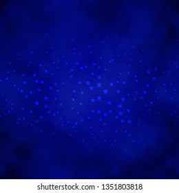 Dark BLUE vector template with neon stars. Blur decorative design in simple style with stars. Pattern for websites, landing pages.