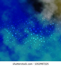 Dark BLUE vector template with neon stars. Shining colorful illustration with small and big stars. Design for your business promotion.